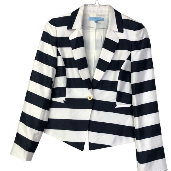 ANTONIO MELANI satin STRIPED BLAZER SIZE 2 NEW WITHOUT TAG - Picture 3 of 7